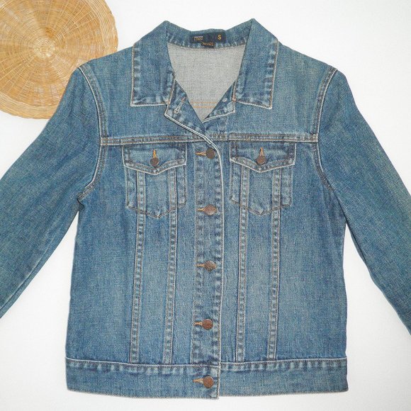 J Crew Classic Preppy Medium Wash Denim Jacket SMALL S - Picture 2 of 5
